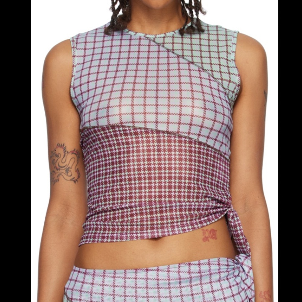 Miaou Sienna Asymmetric
Patchwork Mesh Top XS